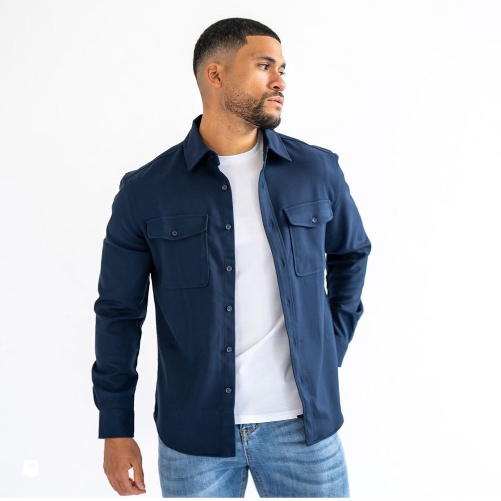 NWT Avalanche Mens Shirt Jacket Button Down Outdoor Fleece Flap Pockets M Blue